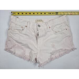 Free People Loving Good Vibrations Cut Off Denim Shorts Womens 28‎ Boho Pink Hue